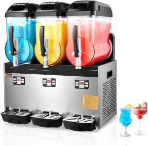 VEVOR Commercial Slushy Machine, 12Lx3 Triple Tank Frozen Drink Machine, 144 Cups Stainless Steel Margarita Smoothie Frozen Drink Maker, Slushie Maker for Home Party Restaurants Cafe Bars-0