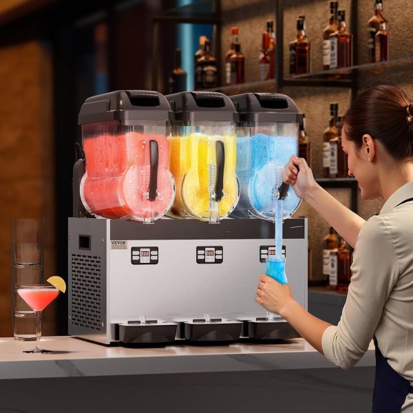 VEVOR Commercial Slushy Machine, 12Lx3 Triple Tank Frozen Drink Machine, 144 Cups Stainless Steel Margarita Smoothie Frozen Drink Maker, Slushie Maker for Home Party Restaurants Cafe Bars-7